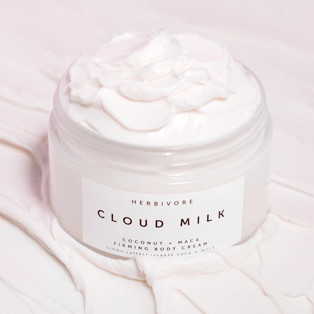 HERBIVORE Cloud Milk Coconut + Maca Fast-Absorbing Moisturizing & Firming Body Cream | Smooths the Look of Cellulite + Firms Skin | Plant-based, Vegan, Cruelty-free, 195 mL / 6.6 oz