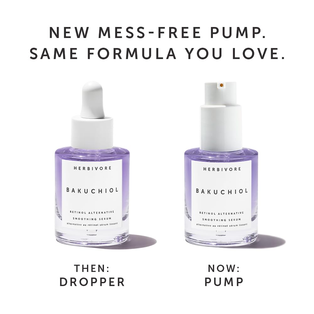 HERBIVORE Bakuchiol Retinol Alternative - Bakuchiol + Peptides, Smooths Skin, Reduces Fine Lines, Wrinkles & Puffiness, Plant-based, Vegan, Cruelty-free