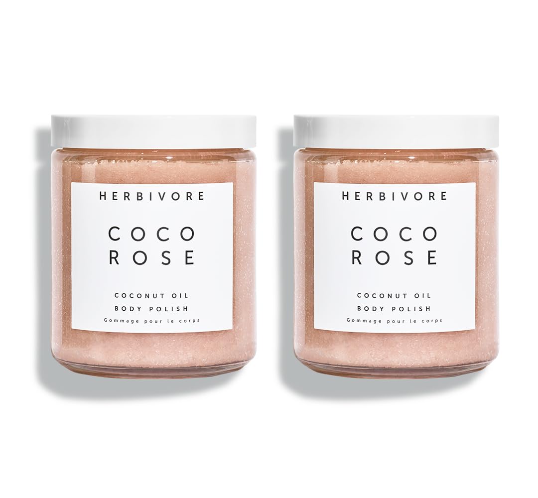 HERBIVORE Coco Rose Exfoliating Body Scrub + In-Shower Moisturizer with Coconut Oil, Shea Butter + Pink Clay for Softer, Smoother Skin | Vegan, Plant-Based, Cruelty-Free