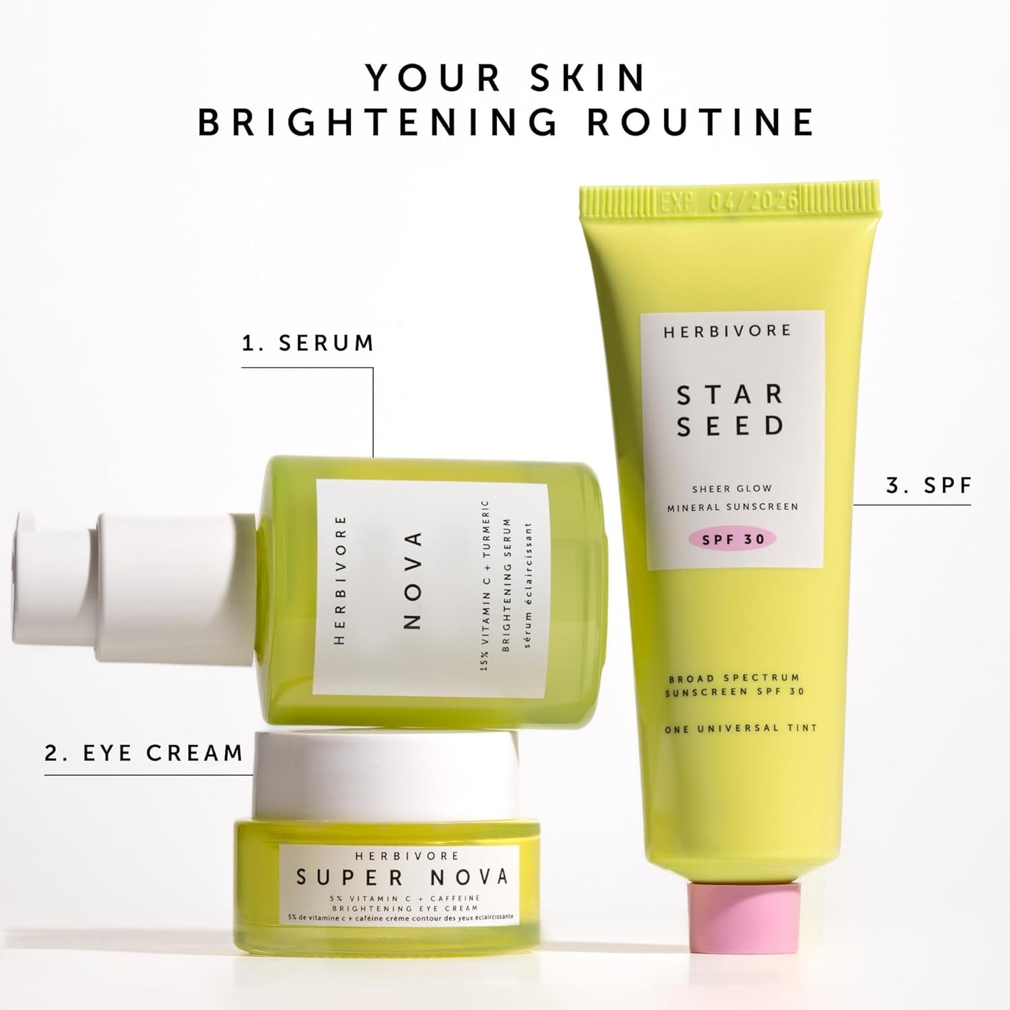 HERBIVORE Nova 15% Vitamin C + Turmeric Brightening Serum for Dark Spots, Hyperpigmentation + Even Skin Tone | Vegan, Plant-Based, Cruelty-Free, 30 mL / 1 oz