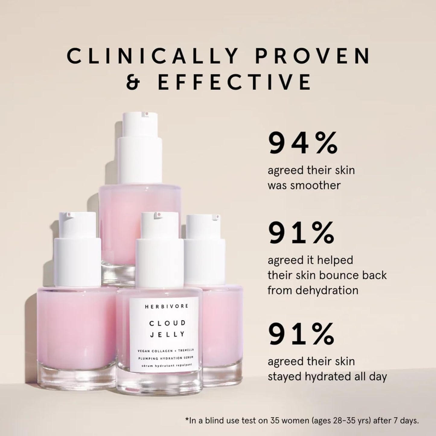 HERBIVORE Cloud Jelly Plumping Hydration Serum | Tremella Mushroom + Strawberry Extract, Lightweight, Deep Hydration for All Skin Types | Vegan, Plant-Based + Cruelty-Free, 30 mL / 1 oz