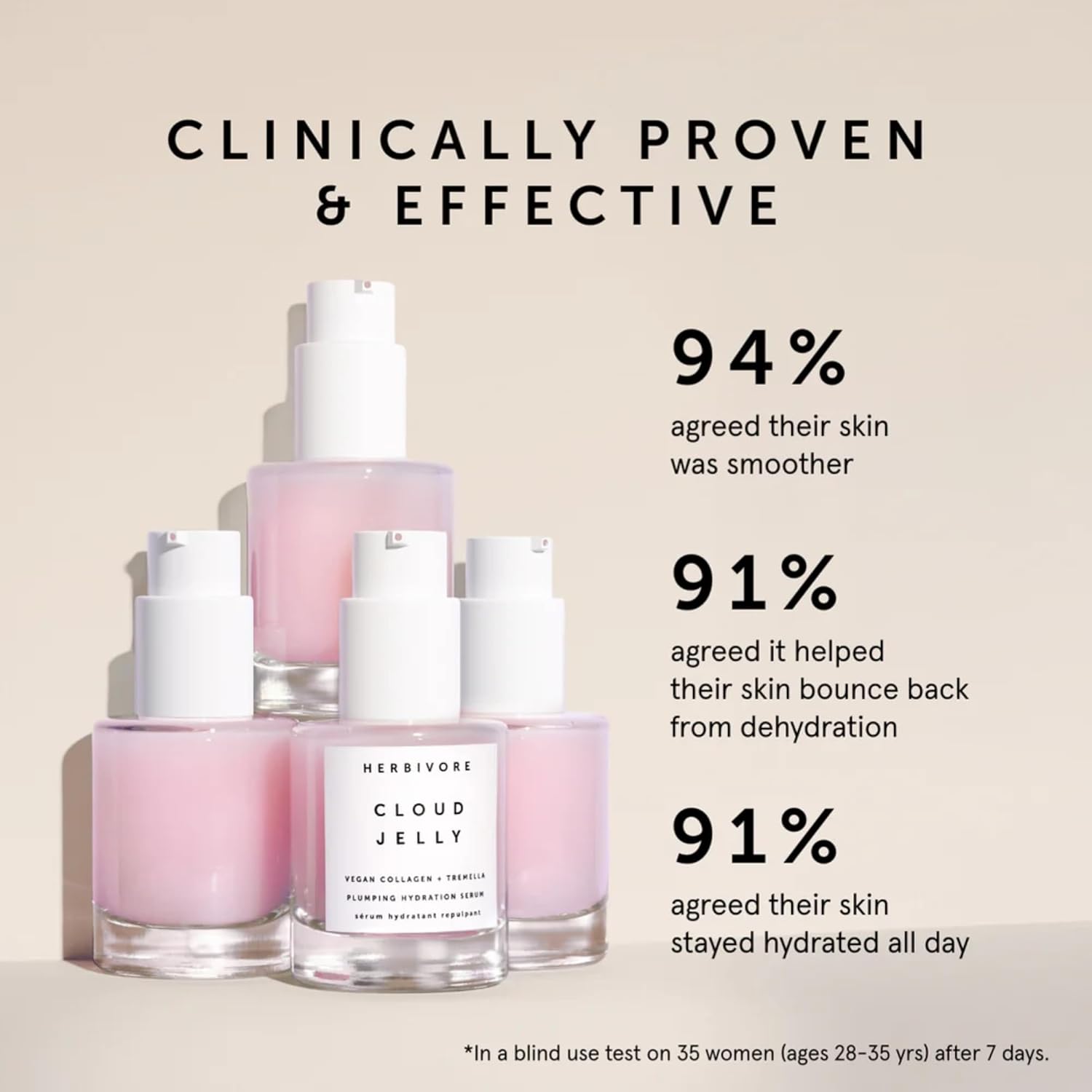 HERBIVORE Cloud Jelly Plumping Hydration Serum | Tremella Mushroom + Strawberry Extract, Lightweight, Deep Hydration for All Skin Types | Vegan, Plant-Based + Cruelty-Free, 30 mL / 1 oz