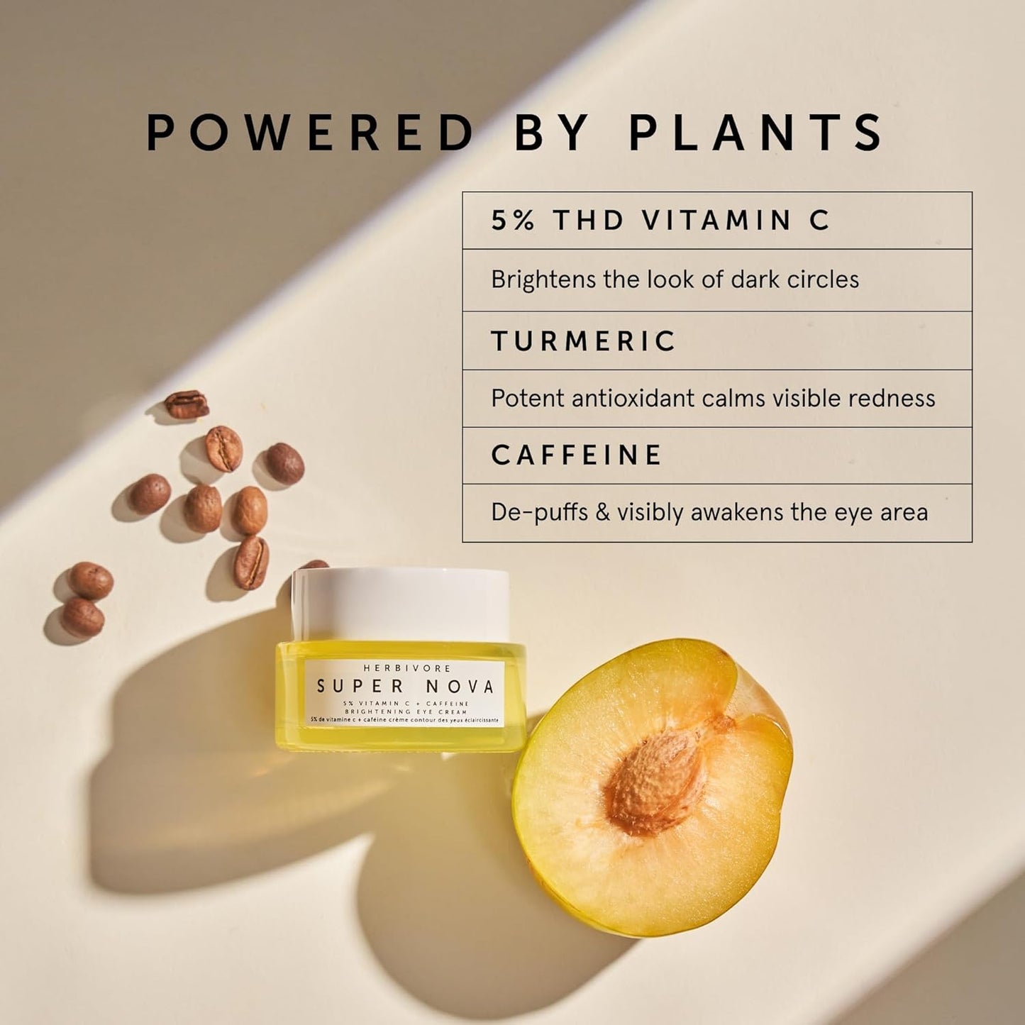 HERBIVORE Super Nova 5% THD Vitamin C + Caffeine Brightening Eye Cream | Targets Dark Circles & Puffiness | Vegan, Plant-Based, Cruelty-Free,15 mL / 0.5 oz