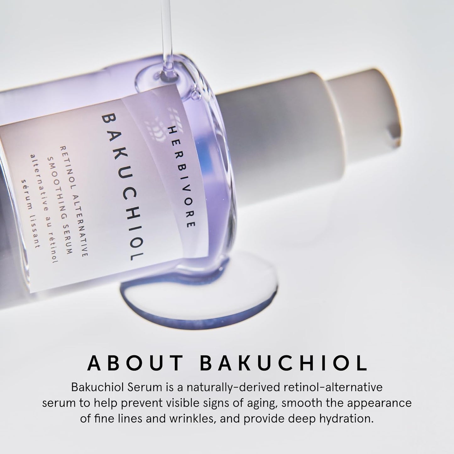 HERBIVORE Bakuchiol Retinol Alternative - Bakuchiol + Peptides, Smooths Skin, Reduces Fine Lines, Wrinkles & Puffiness, Plant-based, Vegan, Cruelty-free