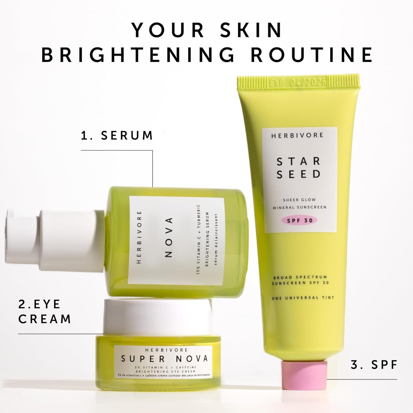 HERBIVORE Super Nova 5% THD Vitamin C + Caffeine Brightening Eye Cream | Targets Dark Circles & Puffiness | Vegan, Plant-Based, Cruelty-Free,15 mL / 0.5 oz