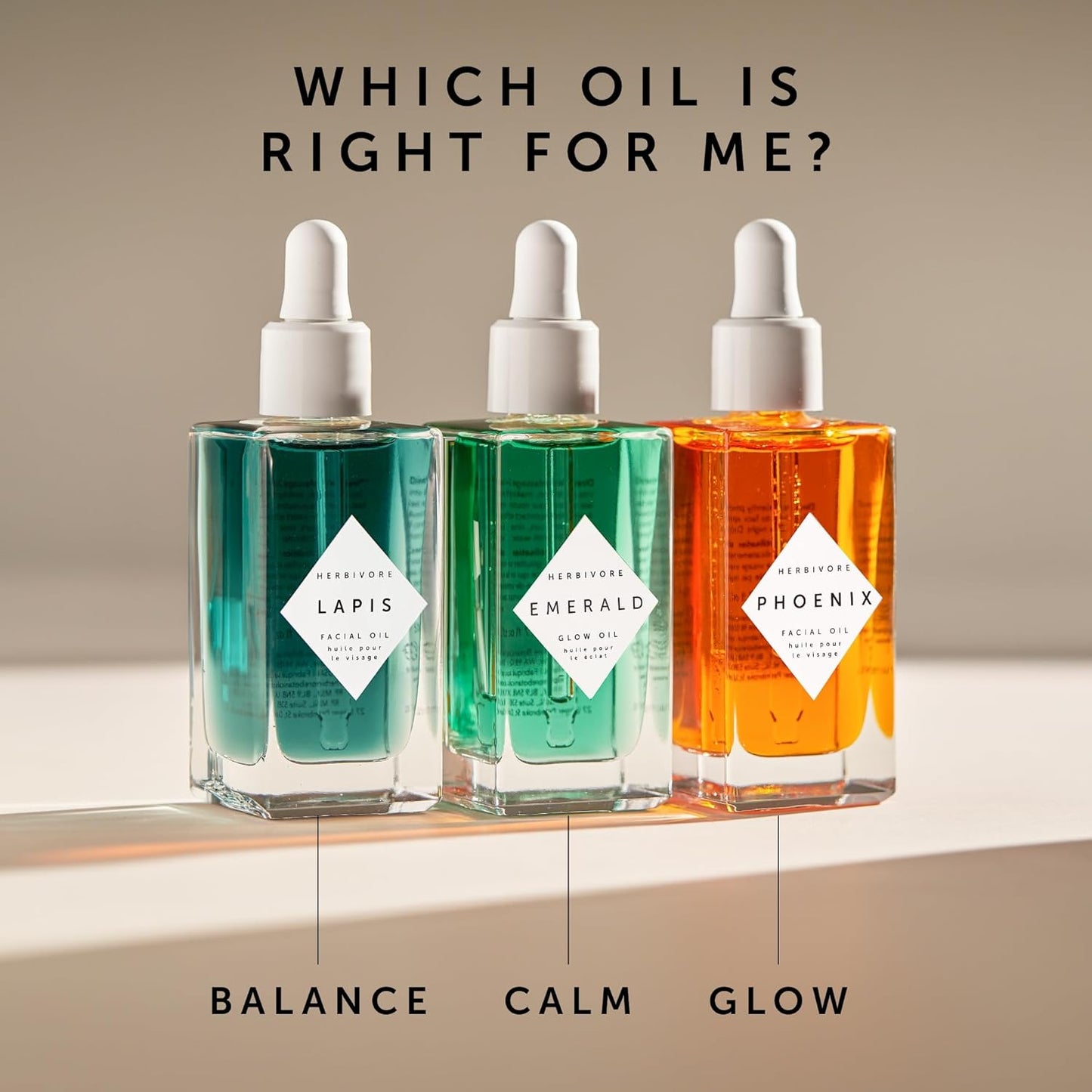 HERBIVORE Emerald Facial Oil | Hydrating, Glowing, Calming & Moisturizing Facial Oil with Ashwagandha & Squalane, Plant-based, Vegan, Non-Comedogenic