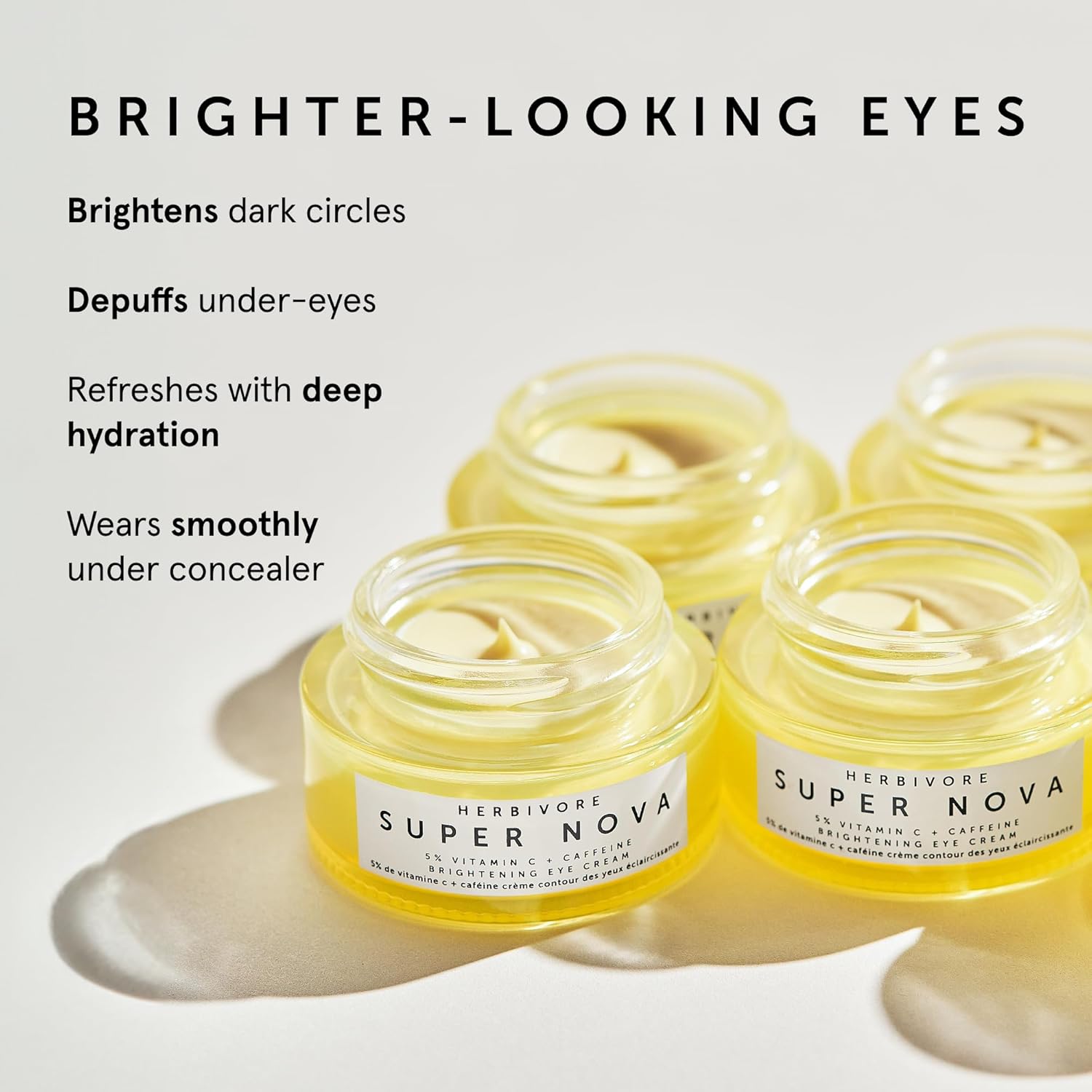 HERBIVORE Super Nova 5% THD Vitamin C + Caffeine Brightening Eye Cream | Targets Dark Circles & Puffiness | Vegan, Plant-Based, Cruelty-Free,15 mL / 0.5 oz