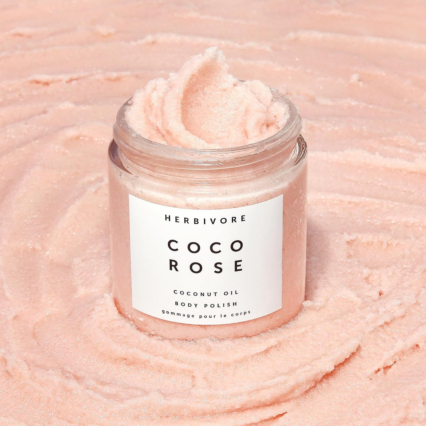 HERBIVORE Coco Rose Exfoliating Body Scrub + In-Shower Moisturizer with Coconut Oil, Shea Butter + Pink Clay for Softer, Smoother Skin | Vegan, Plant-Based, Cruelty-Free