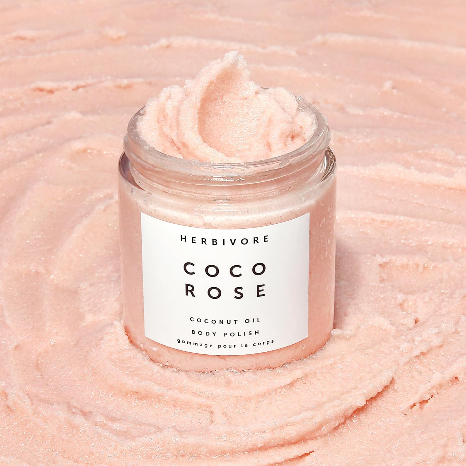 HERBIVORE Coco Rose Exfoliating Body Scrub + In-Shower Moisturizer with Coconut Oil, Shea Butter + Pink Clay for Softer, Smoother Skin | Vegan, Plant-Based, Cruelty-Free